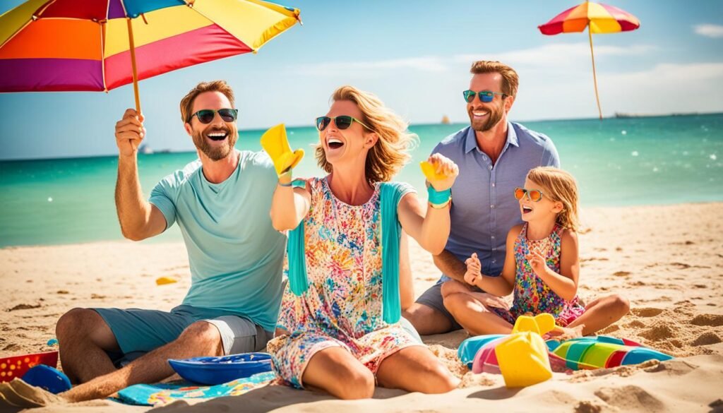 family enjoying beach time in Benin